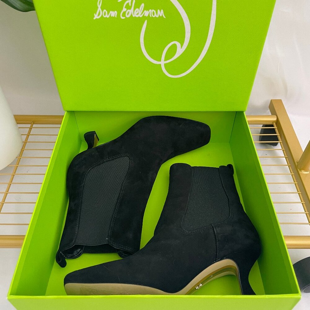 Sam Edelman Lani Ankle Black Suede Bootie Women's Size 6!